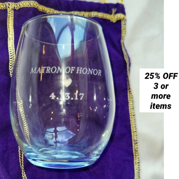 Matron of Honor Stemless Glass Cup Drink Wear Cocktail Wine - Picture 1 of 8